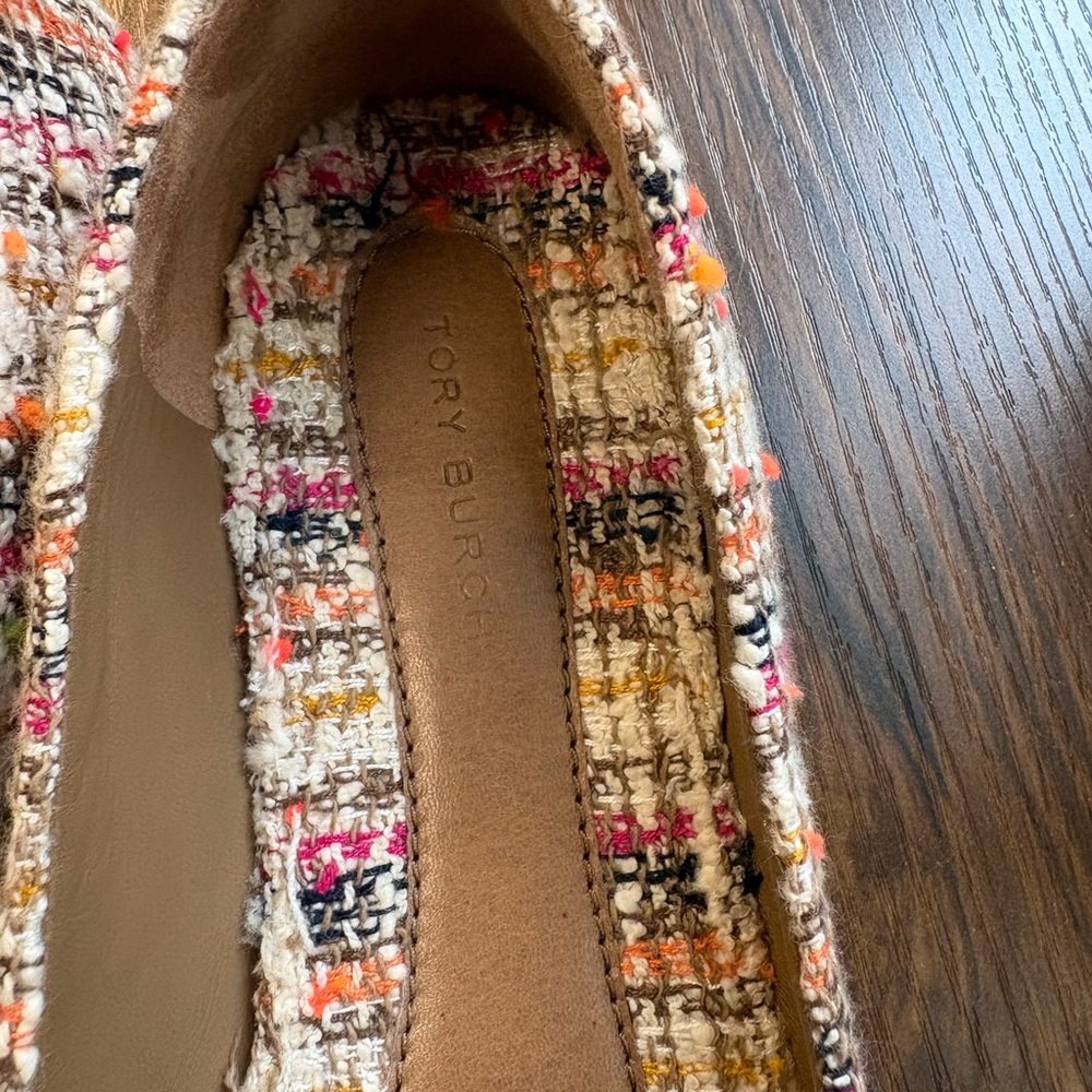 Tory Burch Colorful Tweed Flats with Gold Accent - Picture 4 of 12